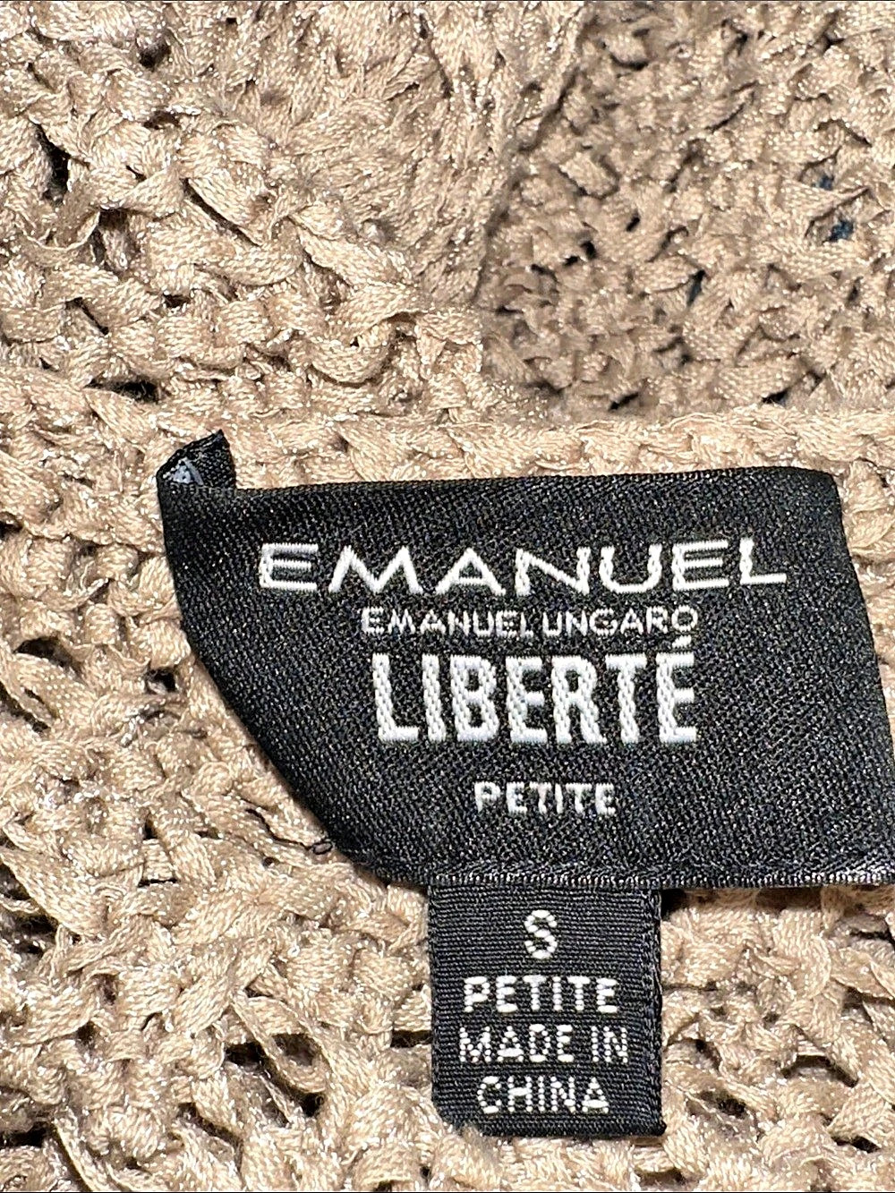 Emanuel Ungaro Liberté Crochet Knit Long Sleeve Top in Beige Size Small - Picture 5 of 5